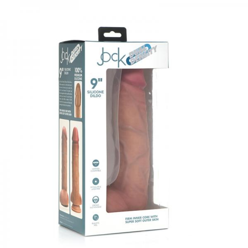 Jock Dual Density Silicone Dildo With Balls 9in Light - Curve Novelties