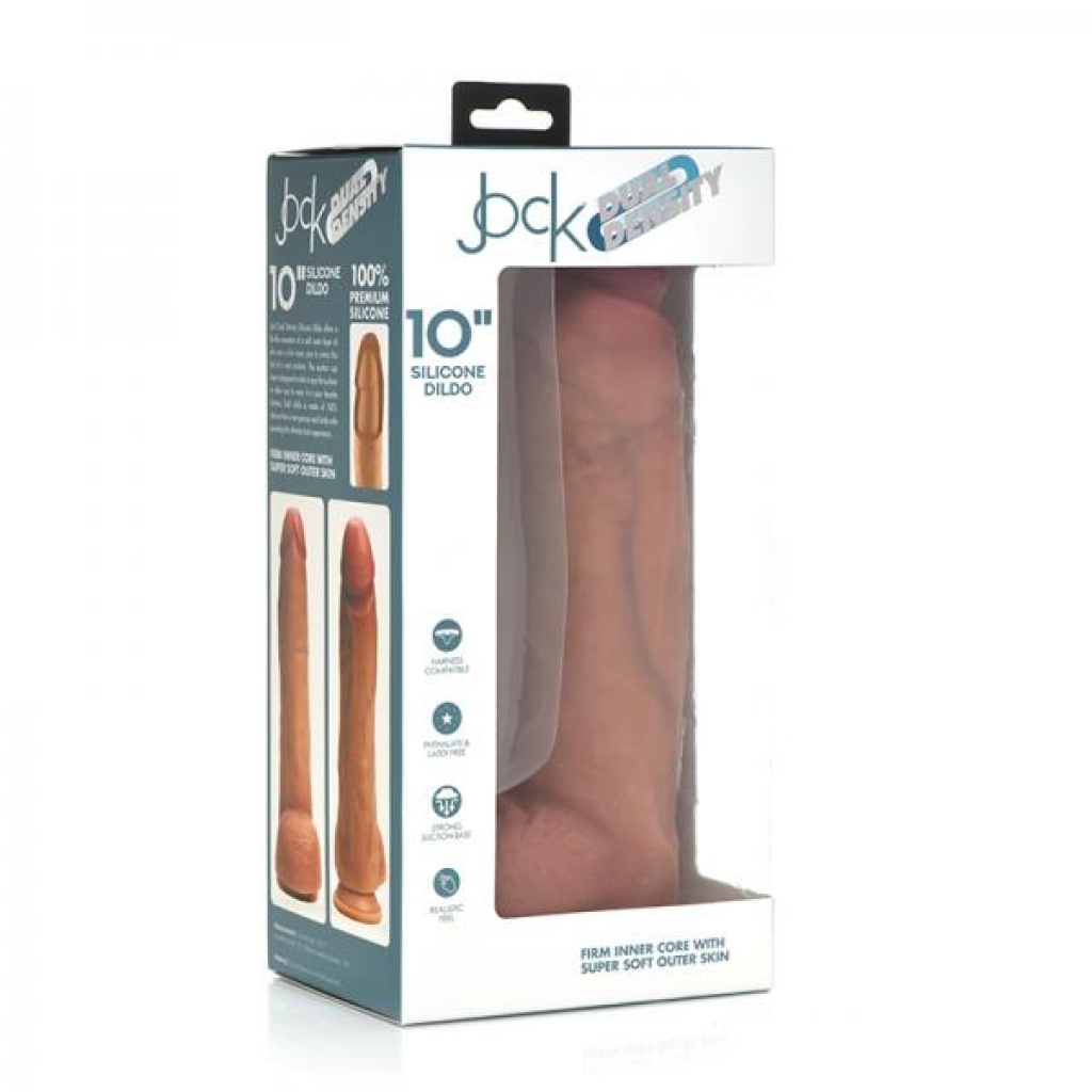 Jock 10-inch Dual Density Silicone Dildo With Balls Light