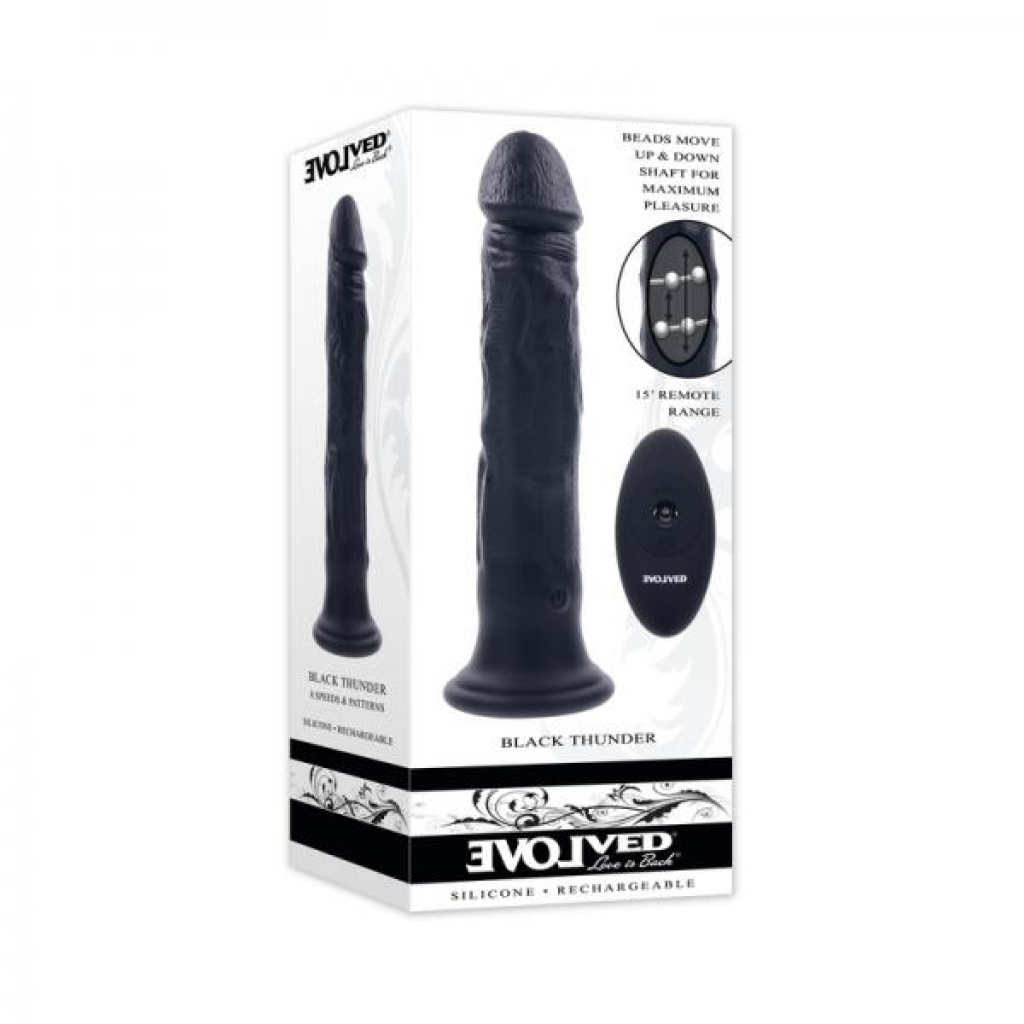 Evolved Black Thunder Vibrating Dildo With Moving Beads And Remote Control - Evolved Novelties