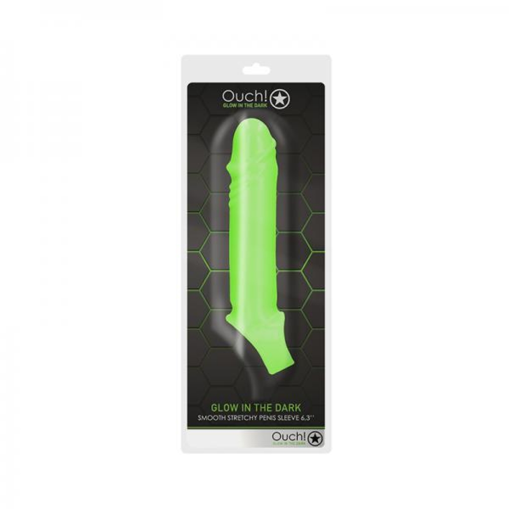 Ouch! Glow Smooth Stretchy Penis Sleeve - Glow In The Dark - Green - Shots America Llc