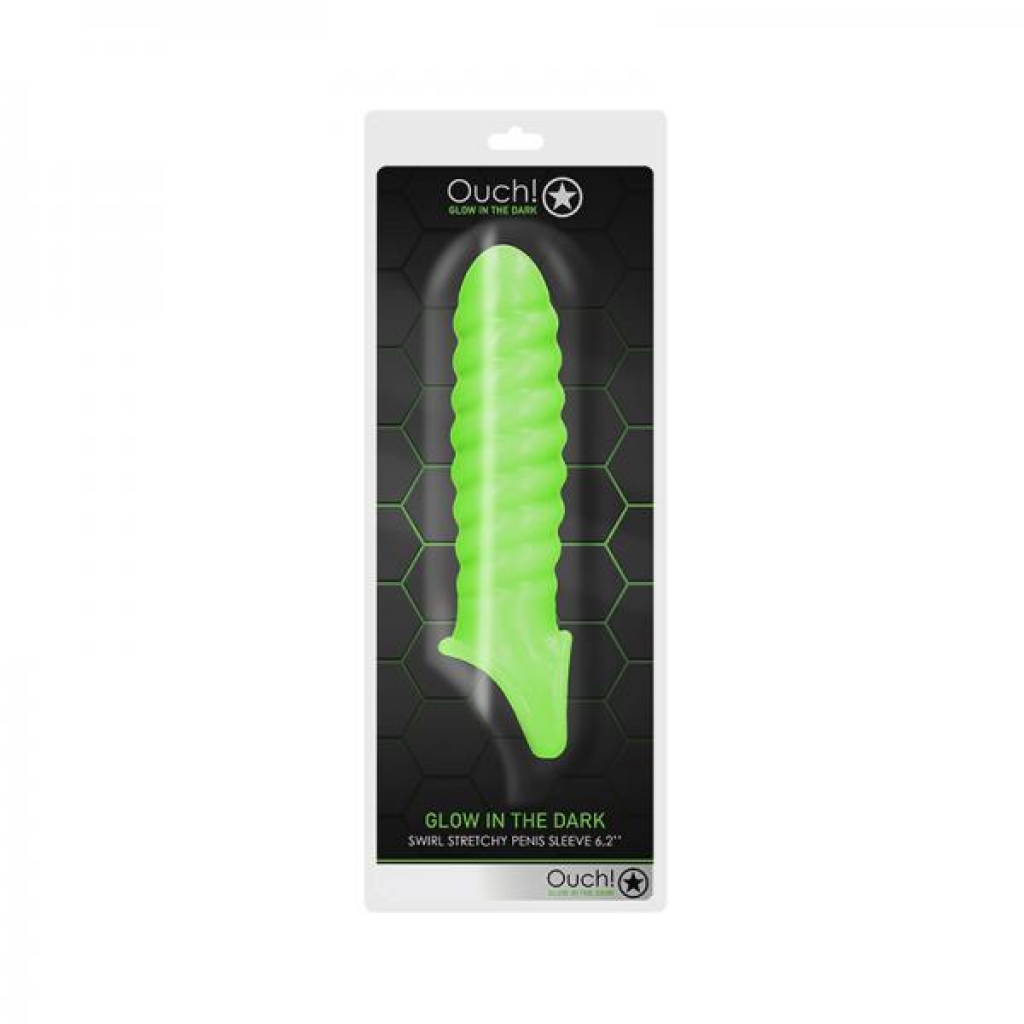 Ouch! Glow Swirl Stretchy Penis Sleeve - Glow In The Dark - Green - Shots America Llc