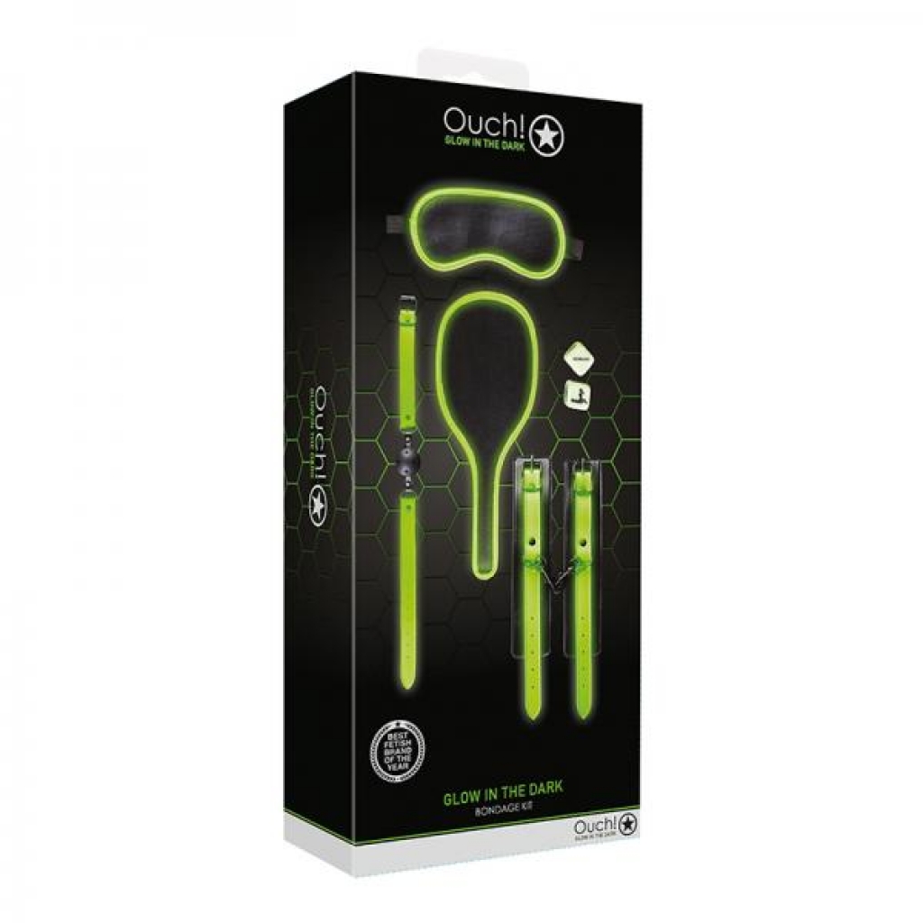 Ouch! Glow Bondage Kit #1 - Glow In The Dark - Green - Shots America Llc