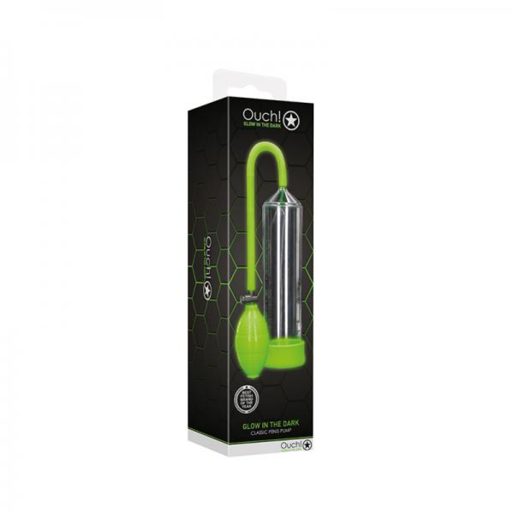 Ouch! Glow Classic Penis Pump - Glow In The Dark - Green - Shots America Llc