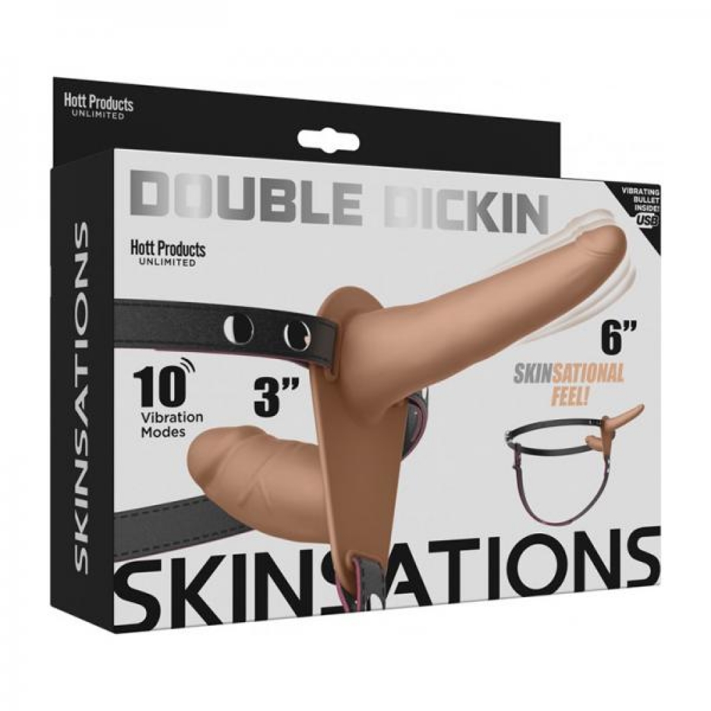 Skinsations Double Dickin Vibrating Dual-sided Strap-on With Harness - Vanilla