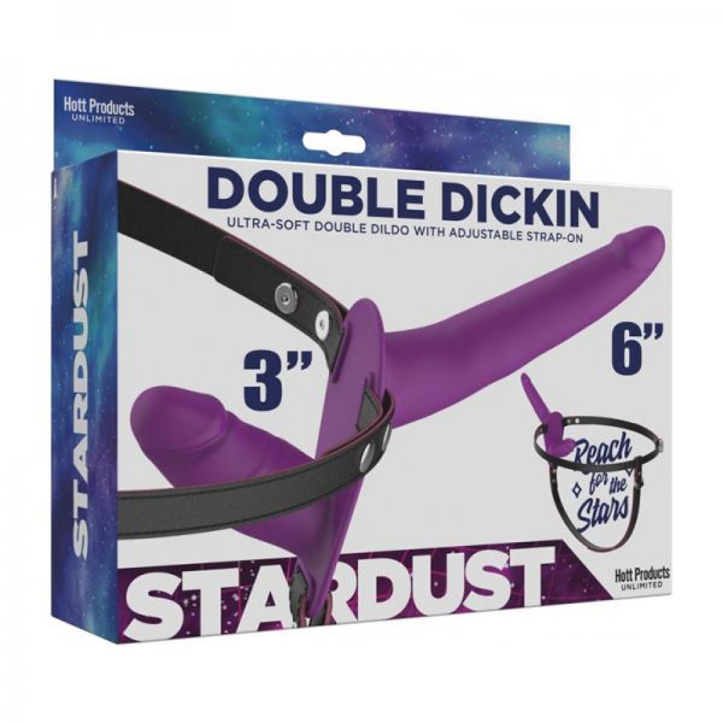 Stardust Double Dickin Dual-function Strap-on With Harness Silicone Purple - Hott Products