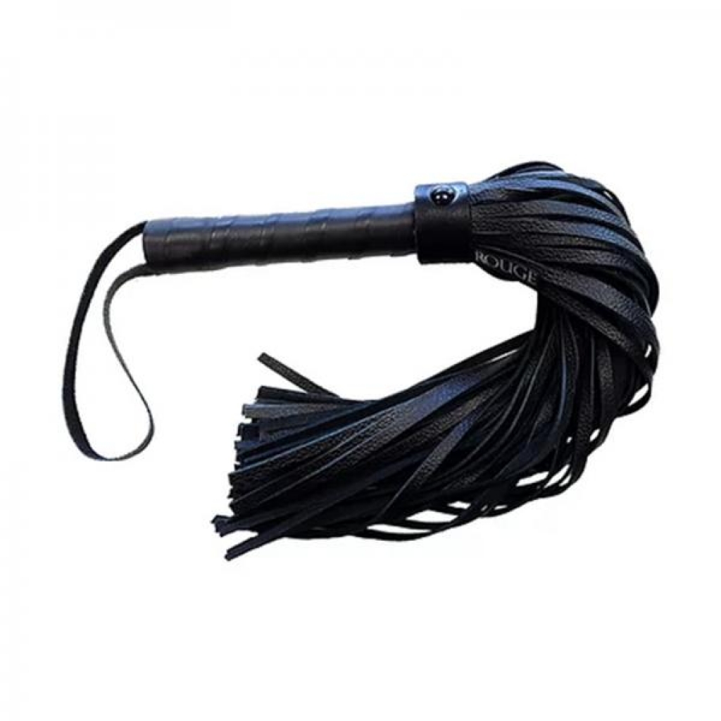 Rouge Long Leather Flogger - Black with Black Accents