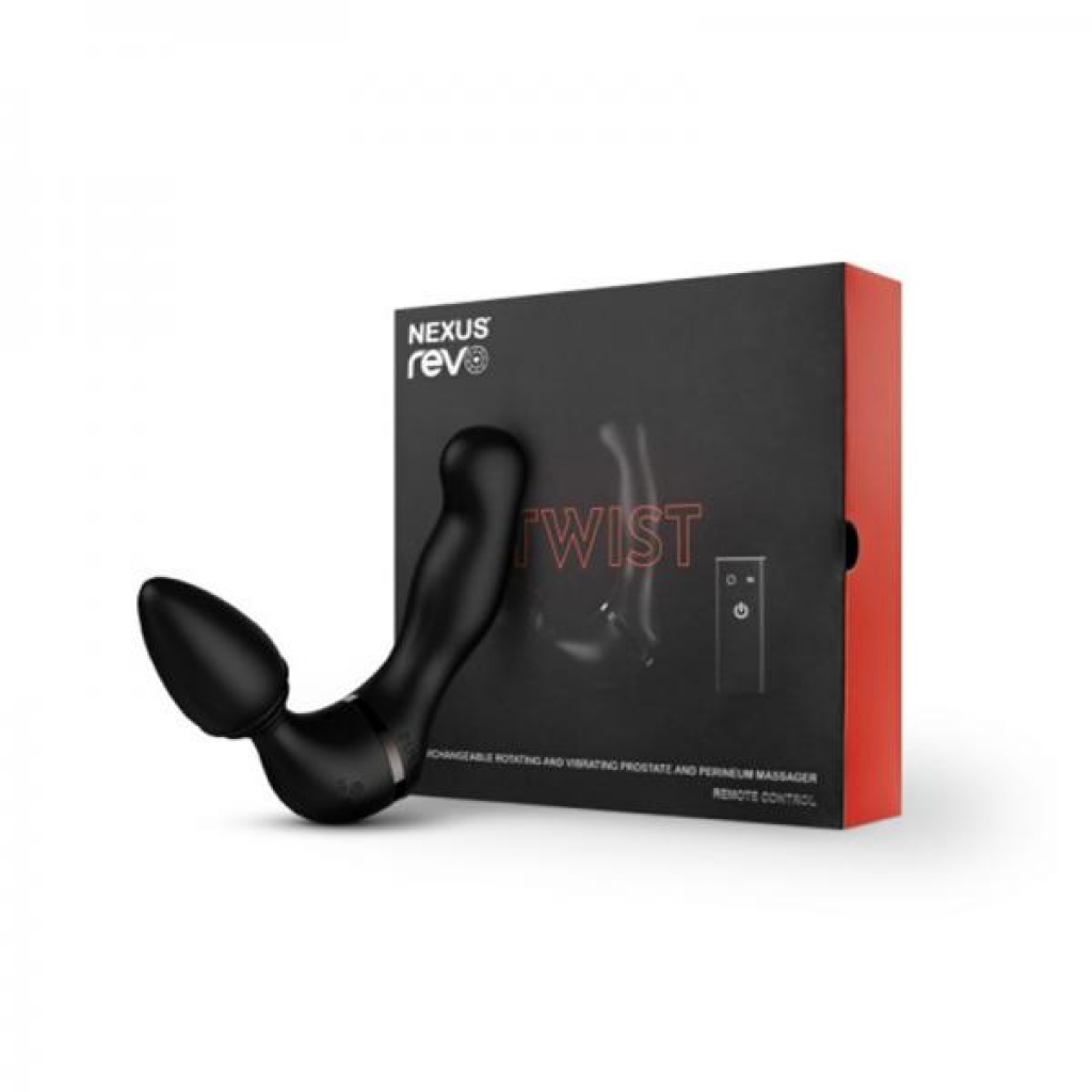 Nexus Revo Twist Waterproof Remote Control Interchangeable Rotating And Vibrating Massager Black - Nexus