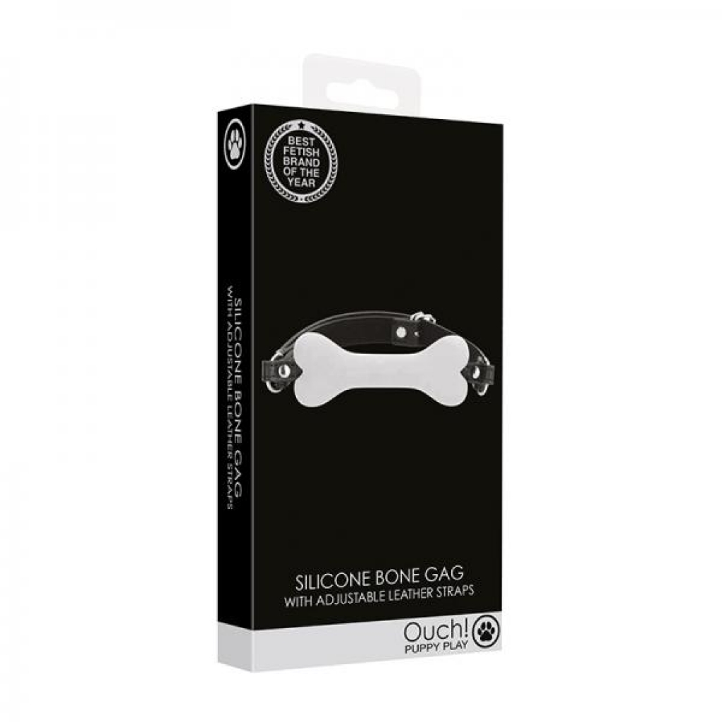 Ouch! Puppy Play Silicone Bone Gag - White