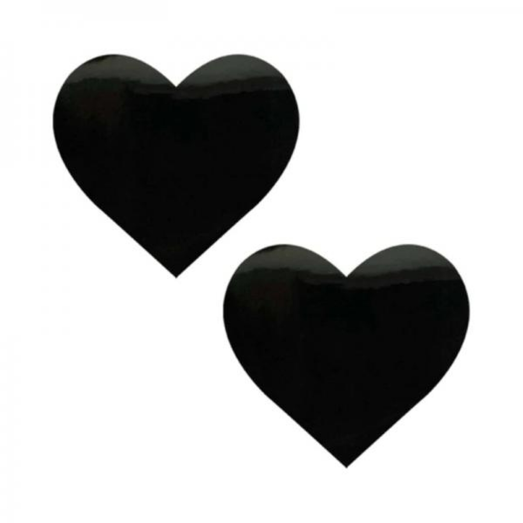 Neva Nude Pasty Black Wet Vinyl Dom Squad Heart - Neva Nude Llc