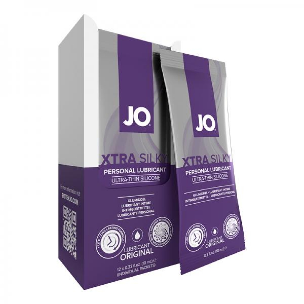 Jo Silicone Xtra Silky Lubricant Foils 12-piece Display 0.34 Oz. - System Jo