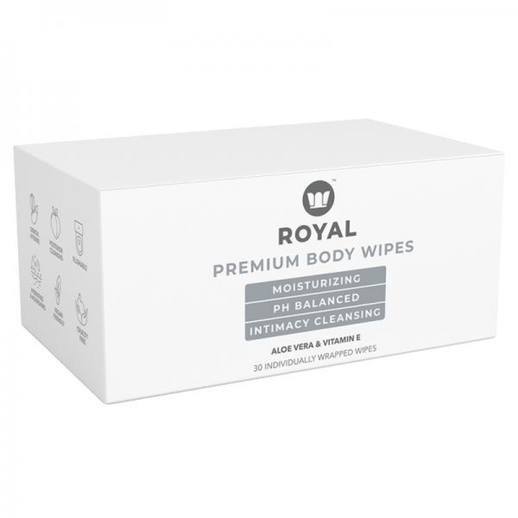 Royal Condom Intimacy Cleansing Wipes Box 30 Count - M3 Global Enterprises Llc