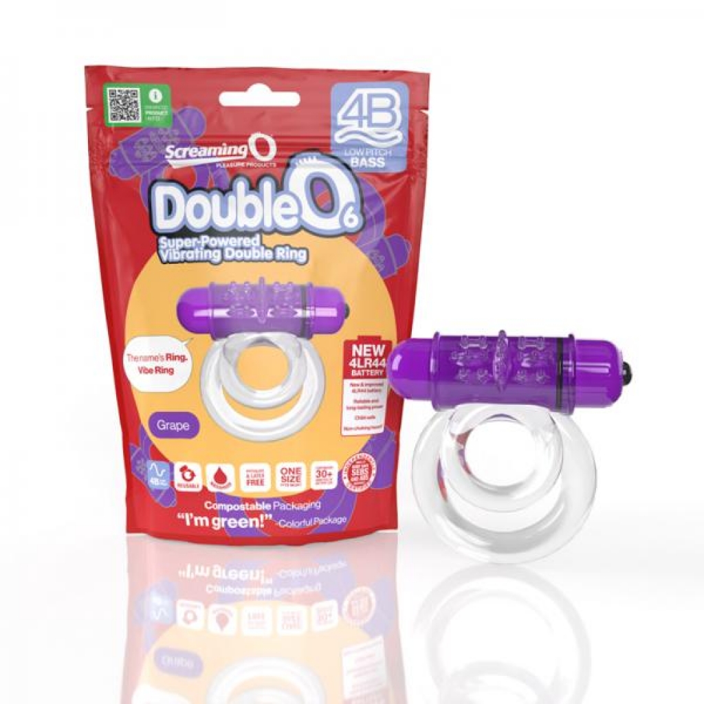 Screaming O 4b Doubleo 6 Vibrating Double Cockring Grape - Screaming O