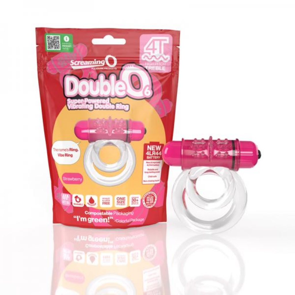 Screaming O 4t Doubleo 6 Vibrating Double Cockring Strawberry - Screaming O