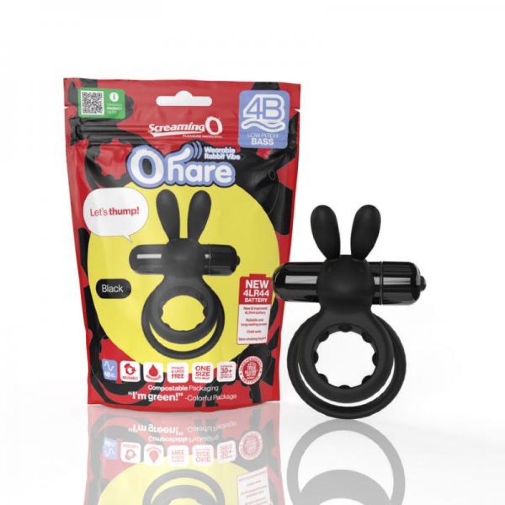 Screaming O 4B Ohare Vibrating Rabbit Double Cockring - Black