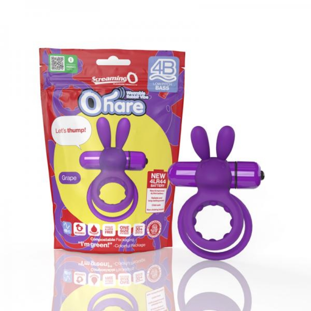 Screaming O 4B Ohare Vibrating Rabbit Double Cockring - Grape