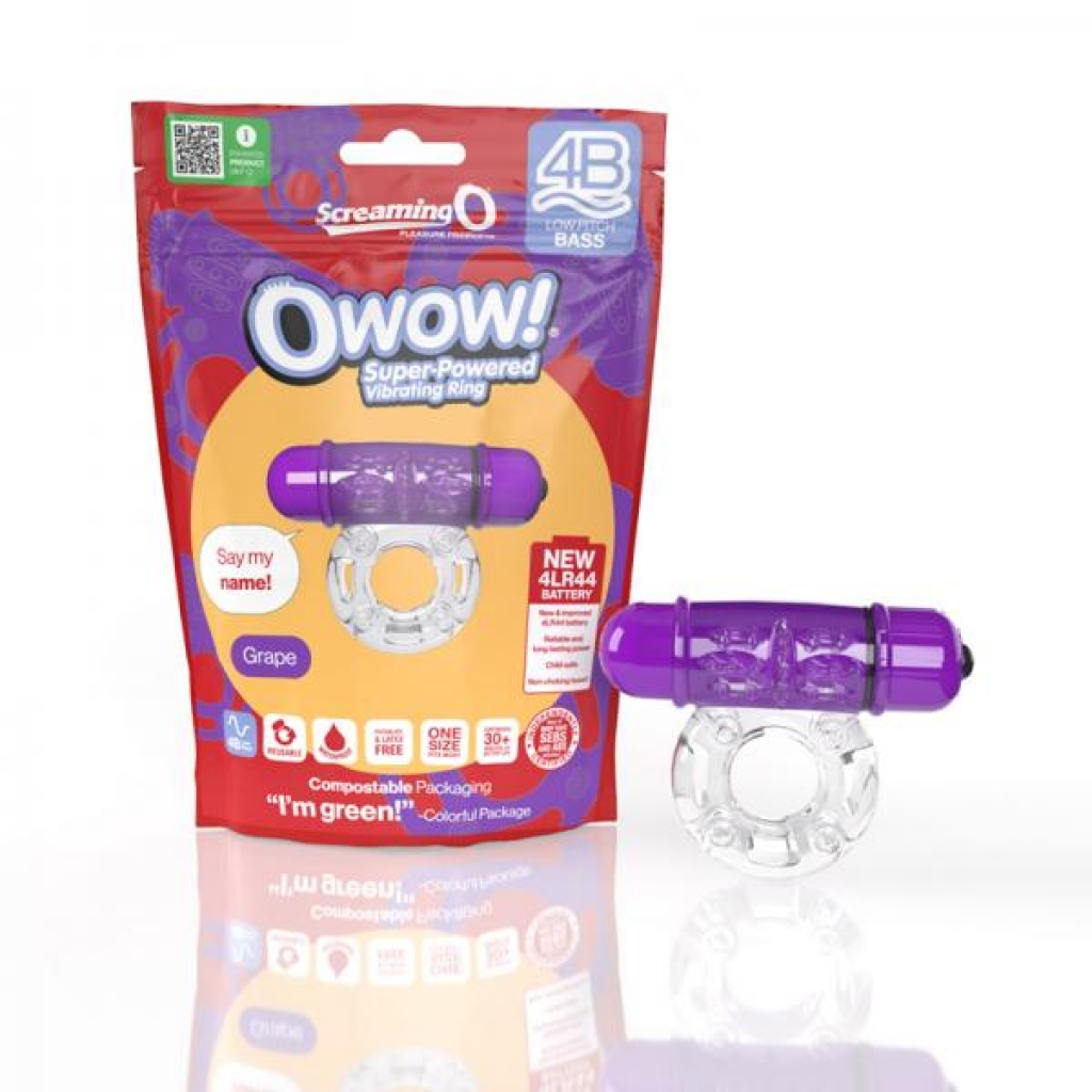 Screaming O 4b Owow Vibrating Cockring Grape - Screaming O