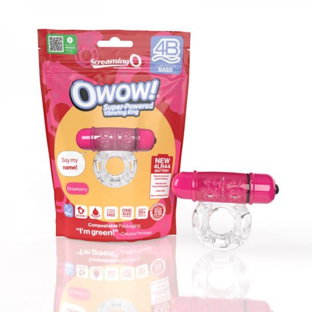 Screaming O 4b Owow Vibrating Cockring Strawberry - Screaming O