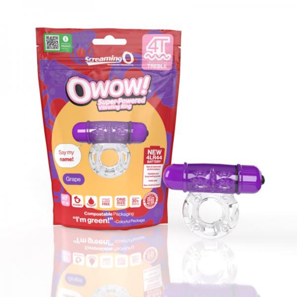 Screaming O 4t Owow Vibrating Cockring Grape - Screaming O