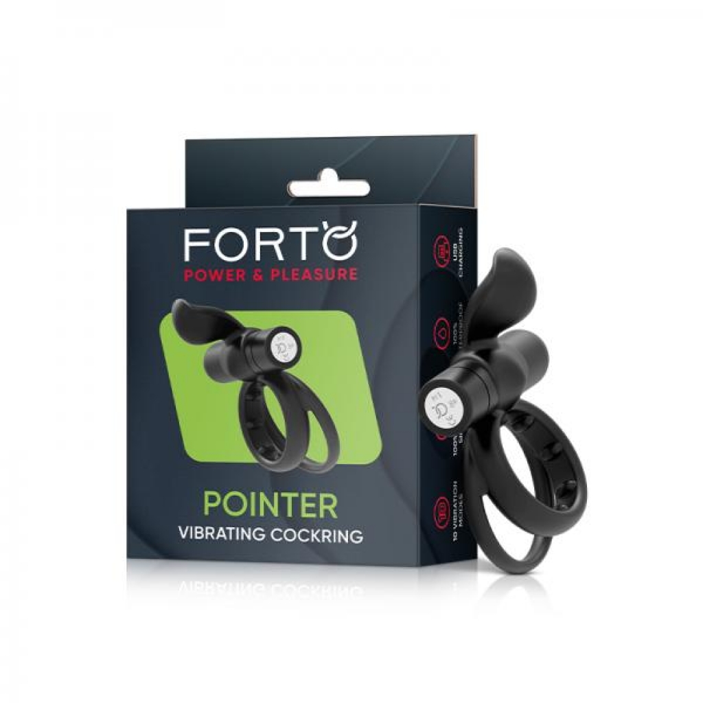 Forto Pointer Vibrating Cockring Black - Vvole