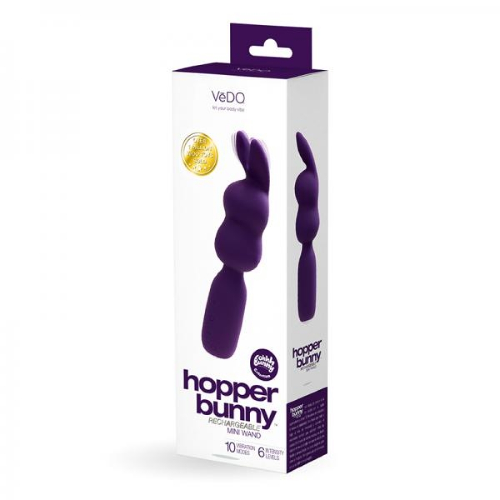 Vedo Hopper Bunny Rechargeable Silicone Mini Wand Vibrator Purple - Savvy Co.