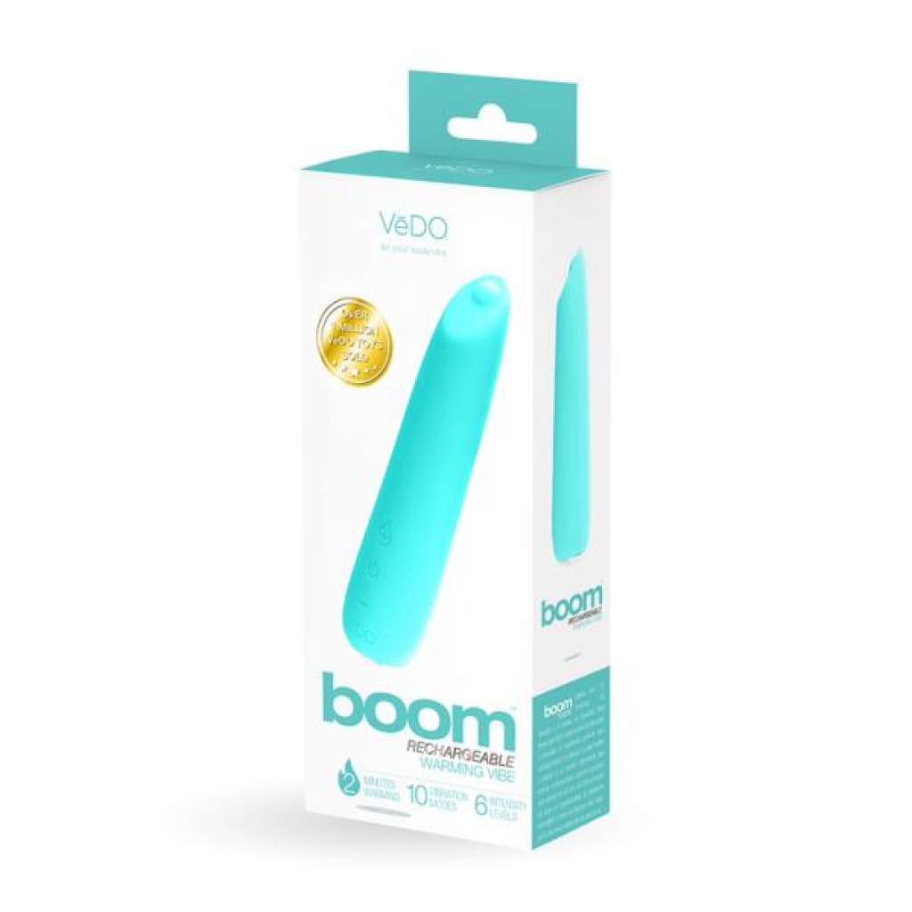 Vedo Boom Rechargeable Warming Silicone Slimline Vibrator - Turquoise