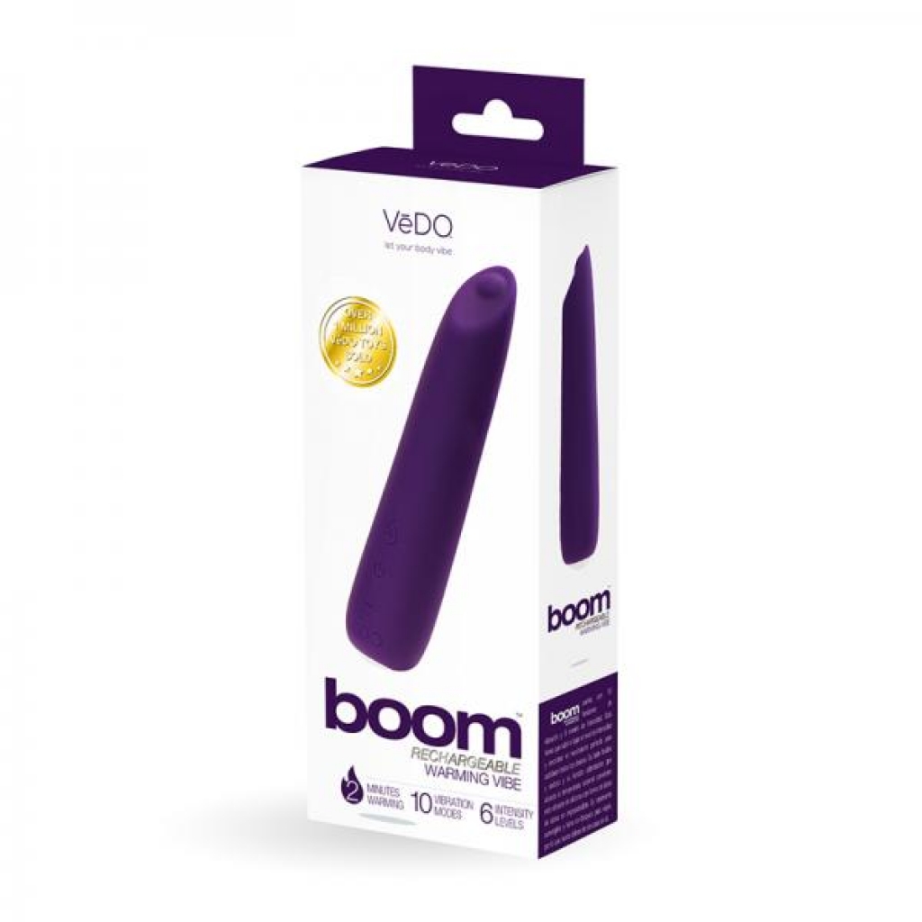 Vedo Boom Rechargeable Warming Silicone Slimline Vibrator - Purple