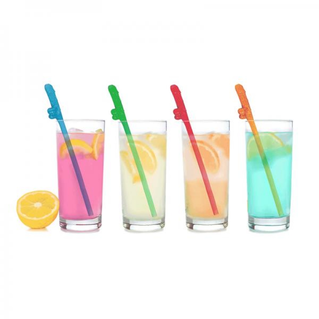 Super Fun Penis Party Straws 8-pack Multicolor - Little Genie Productions