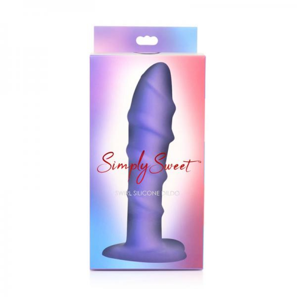 Simply Sweet Swirl 7 In. Silicone Dildo - Purple