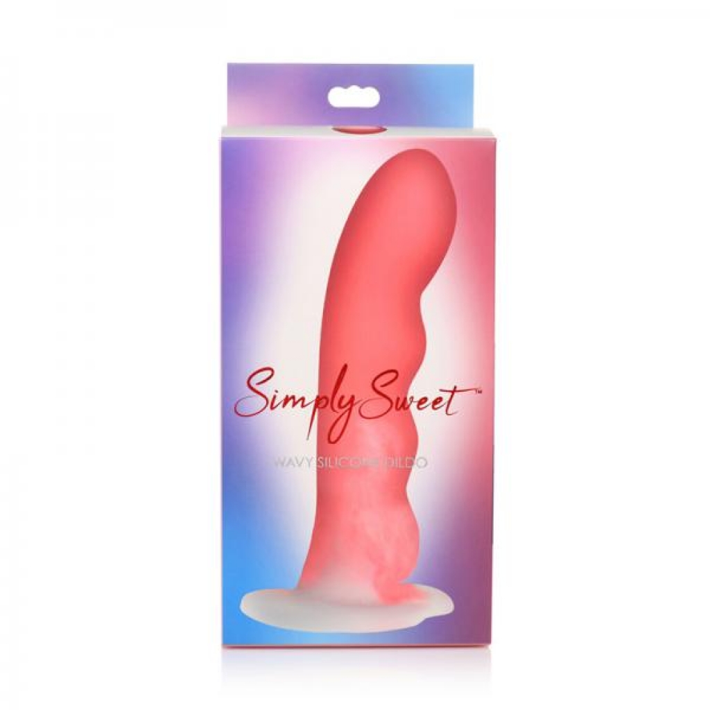 Simply Sweet Wavy 8 In. Silicone Dildo Pink/white - Curve Novelties