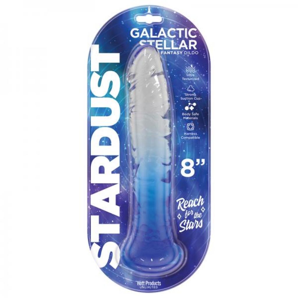 Stardust Galactic Stellar Textured 8 In. Jelly Fantasy Dildo Crystal Blue - Hott Products