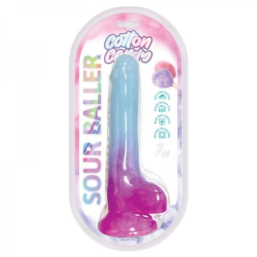 Cotton Candy Sour Baller 7 In. Silicone Dildo Aqua/purple - Hott Products