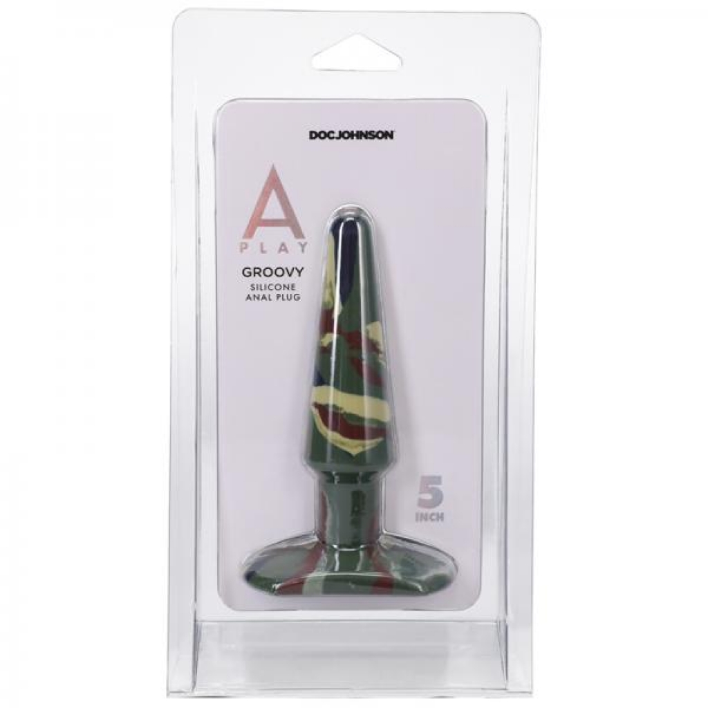 A-play Groovy 5 In. Silicone Anal Plug Camouflage - Doc Johnson
