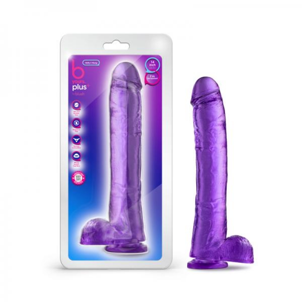 Blush B Yours Plus Hefty N' Hung 14 In. Dildo With Balls & Suction Cup Purple - Vee International Inc.