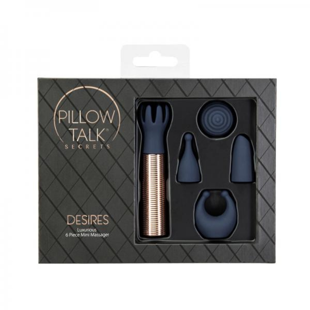 Pillow Talk Secrets Desires 6-Piece Silicone Mini Massager Set - Navy