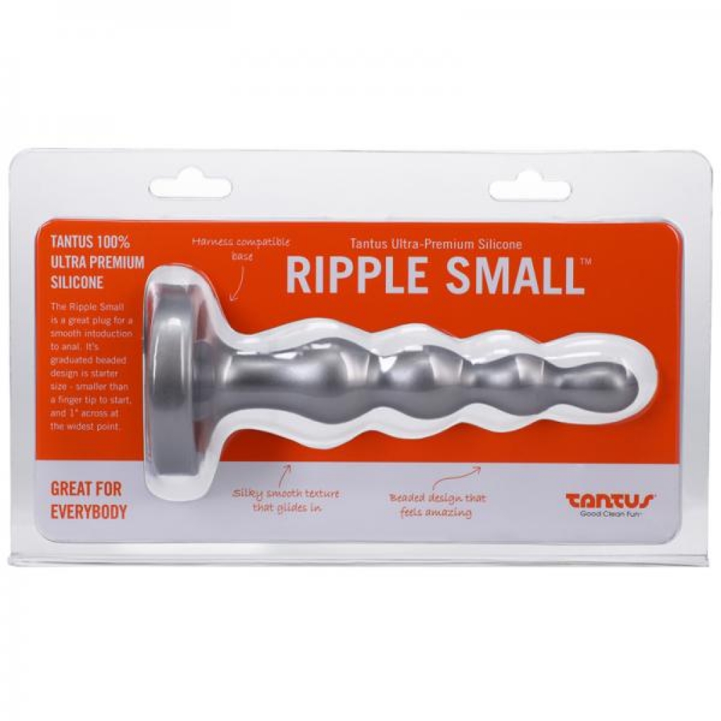 Tantus Ripple Small 8-Inch Anal Beads Dildo - Firm Silver