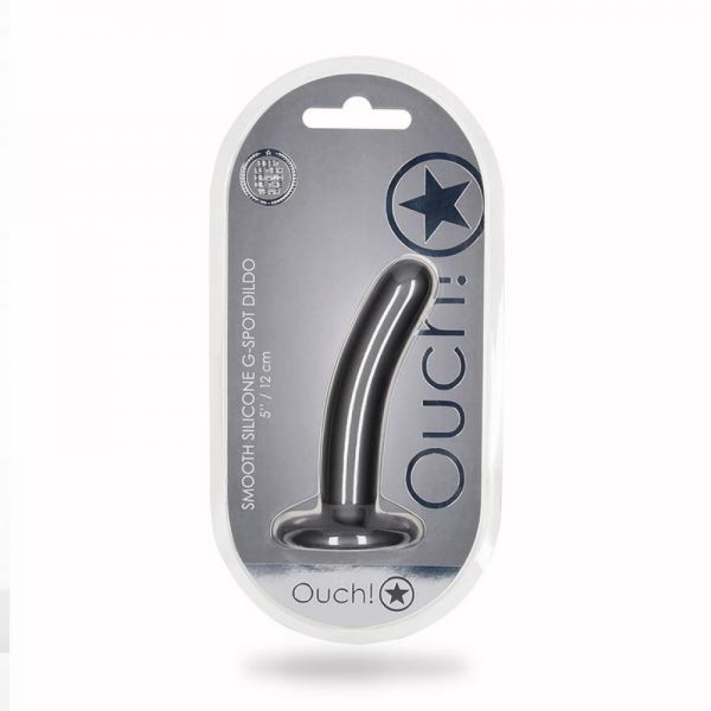 Shots Ouch! Smooth Silicone 5 In. G-spot Dildo Gunmetal - Shots America Llc