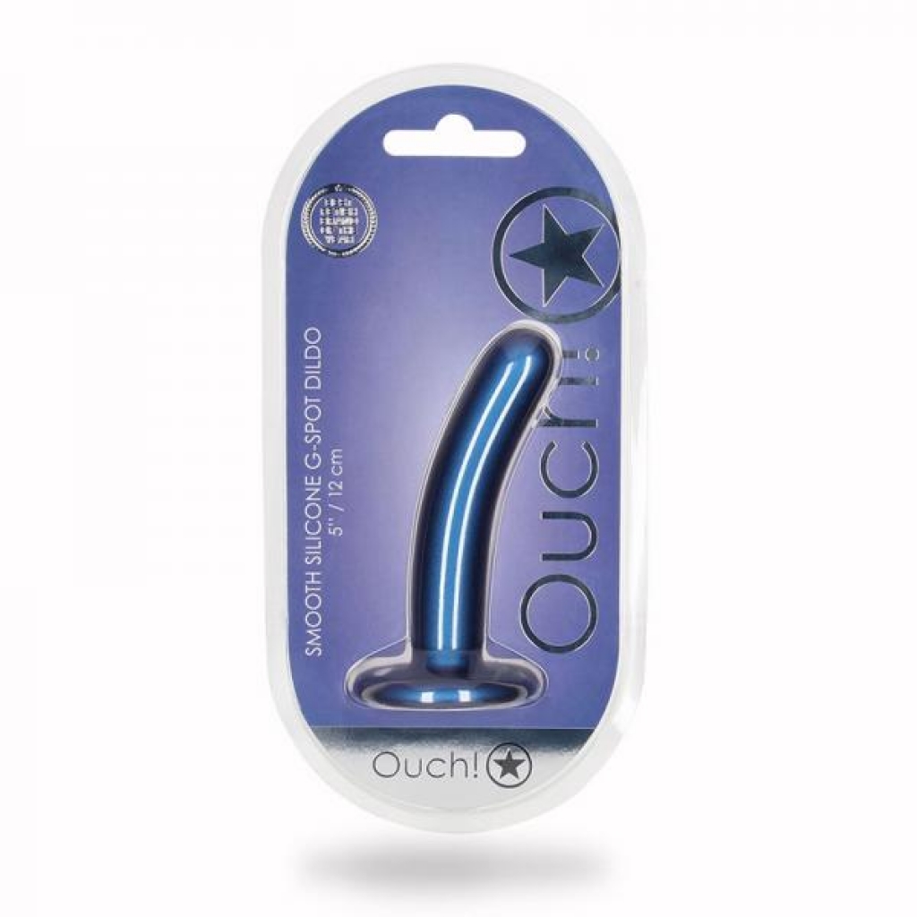 Shots Ouch! Smooth Silicone 5 In. G-spot Dildo Metallic Blue - Shots America Llc