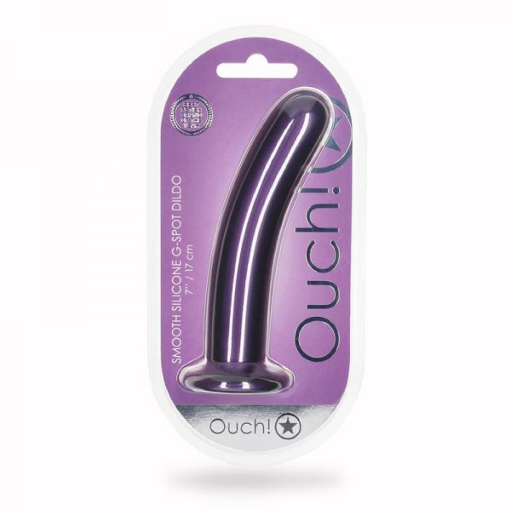 Shots Ouch! Smooth Silicone 7 In. G-spot Dildo Metallic Purple - Shots America Llc