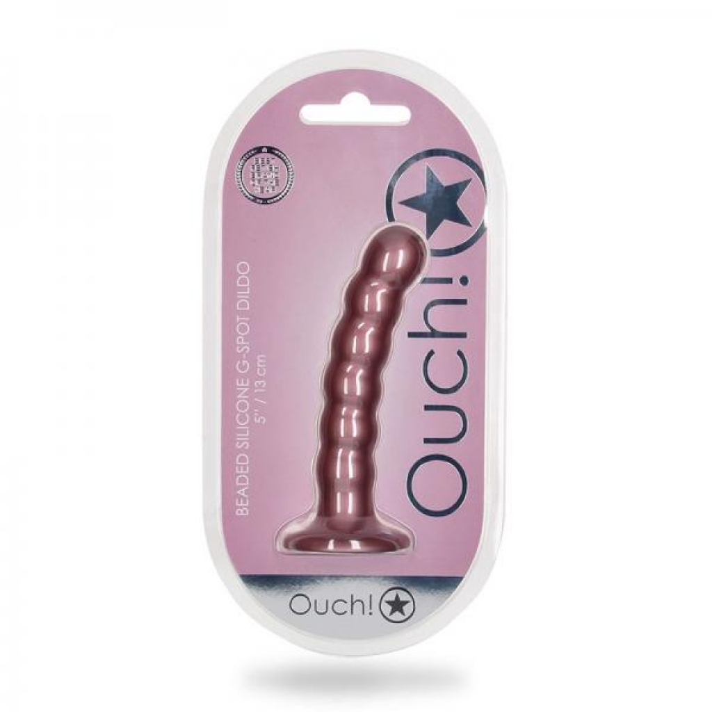 Shots Ouch! Beaded Silicone 5 In. G-spot Dildo Rose Gold - Shots America Llc