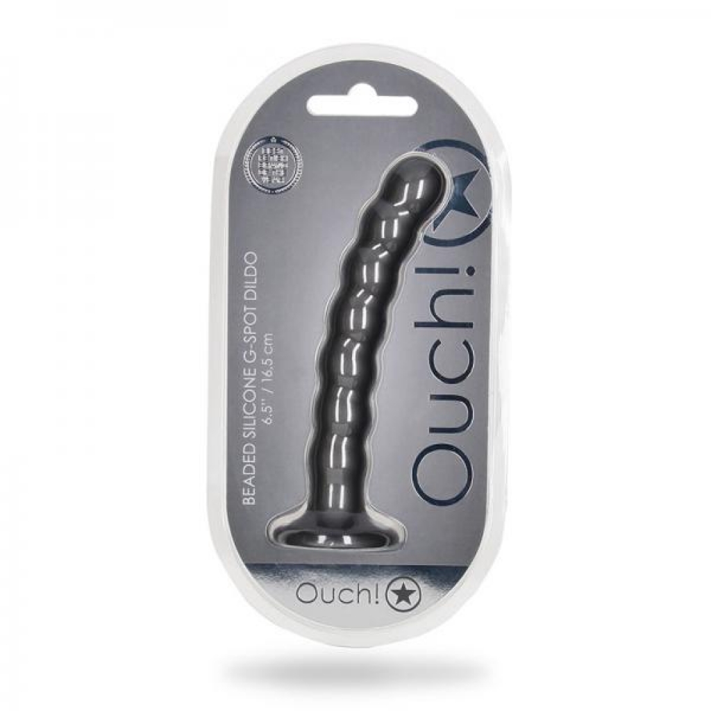 Shots Ouch! Beaded Silicone 6.5 In. G-spot Dildo Gunmetal - Shots America Llc