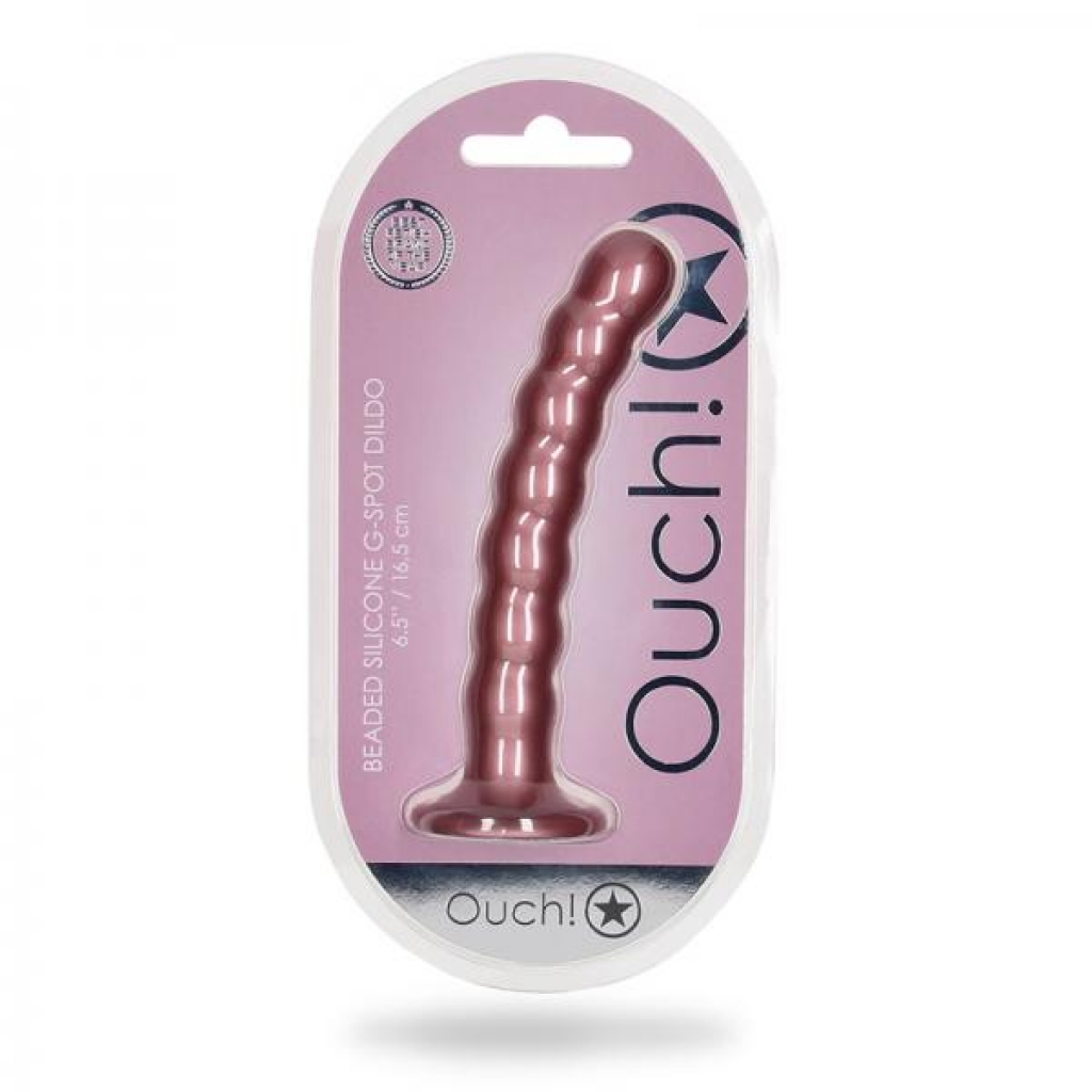 Shots Ouch! Beaded Silicone 6.5 In. G-spot Dildo Rose Gold - Shots America Llc