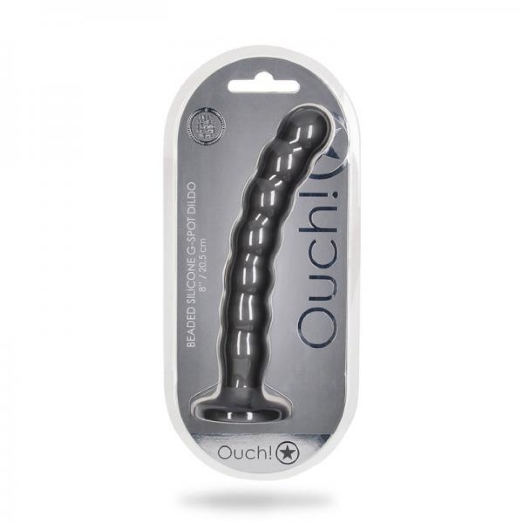 Shots Ouch! Beaded Silicone 8 In. G-spot Dildo Gunmetal - Shots America Llc