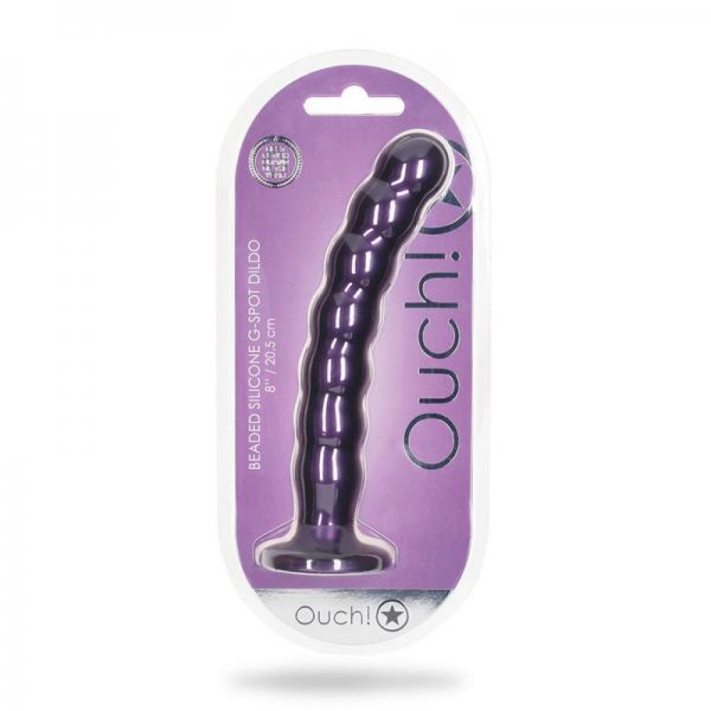 Shots Ouch! Beaded Silicone 8 In. G-spot Dildo Metallic Purple - Shots America Llc