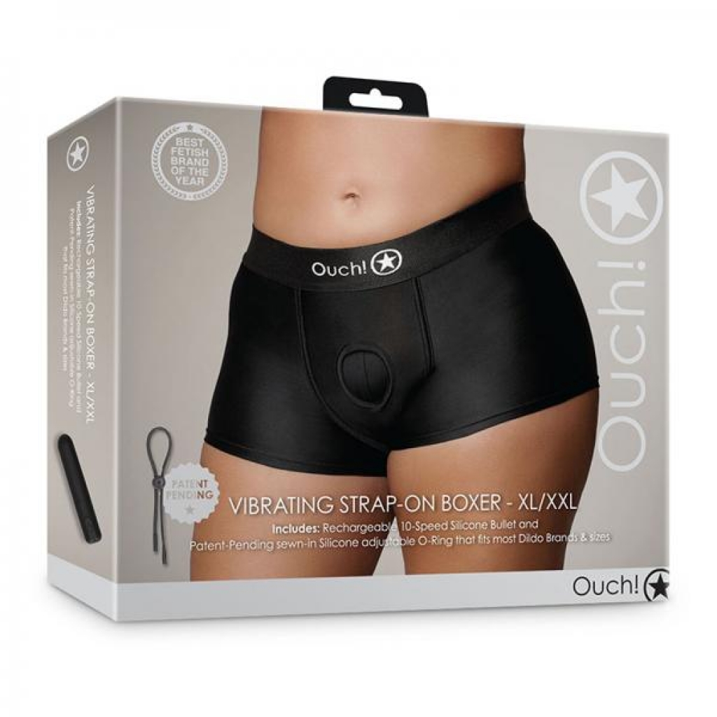 Shots Ouch! Vibrating Strap-on Boxer Black Xl/2xl - Shots America Llc