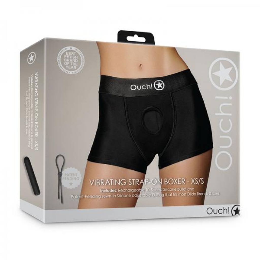 Shots Ouch! Vibrating Strap-on Boxer Black Xs/s - Shots America Llc