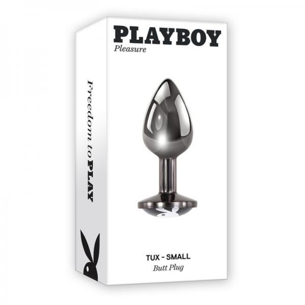 Playboy Tux Small Metal Anal Plug Hematite - Evolved Novelties