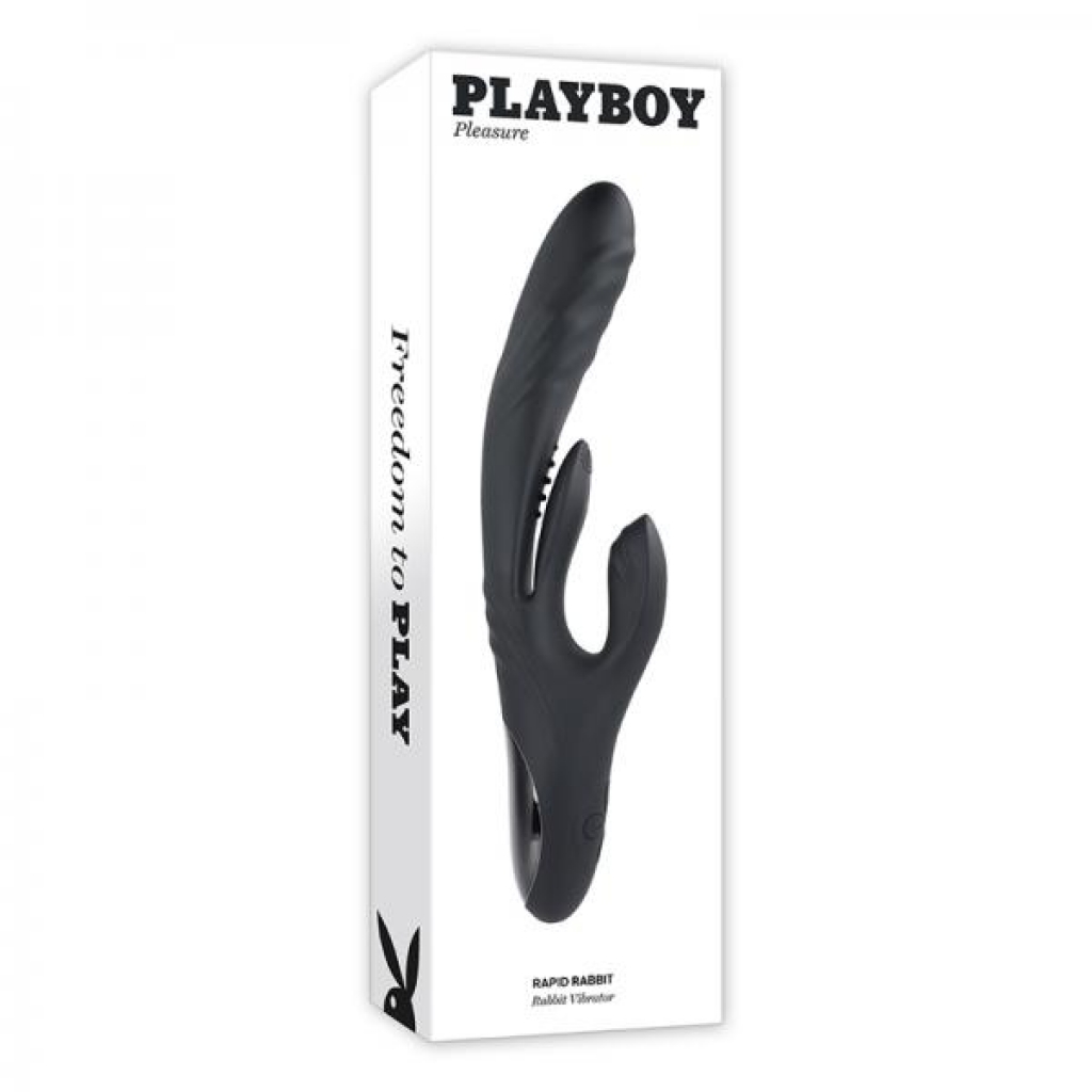 Playboy Rapid Rabbit Rechargeable Dual-Stimulation Vibrator - Black