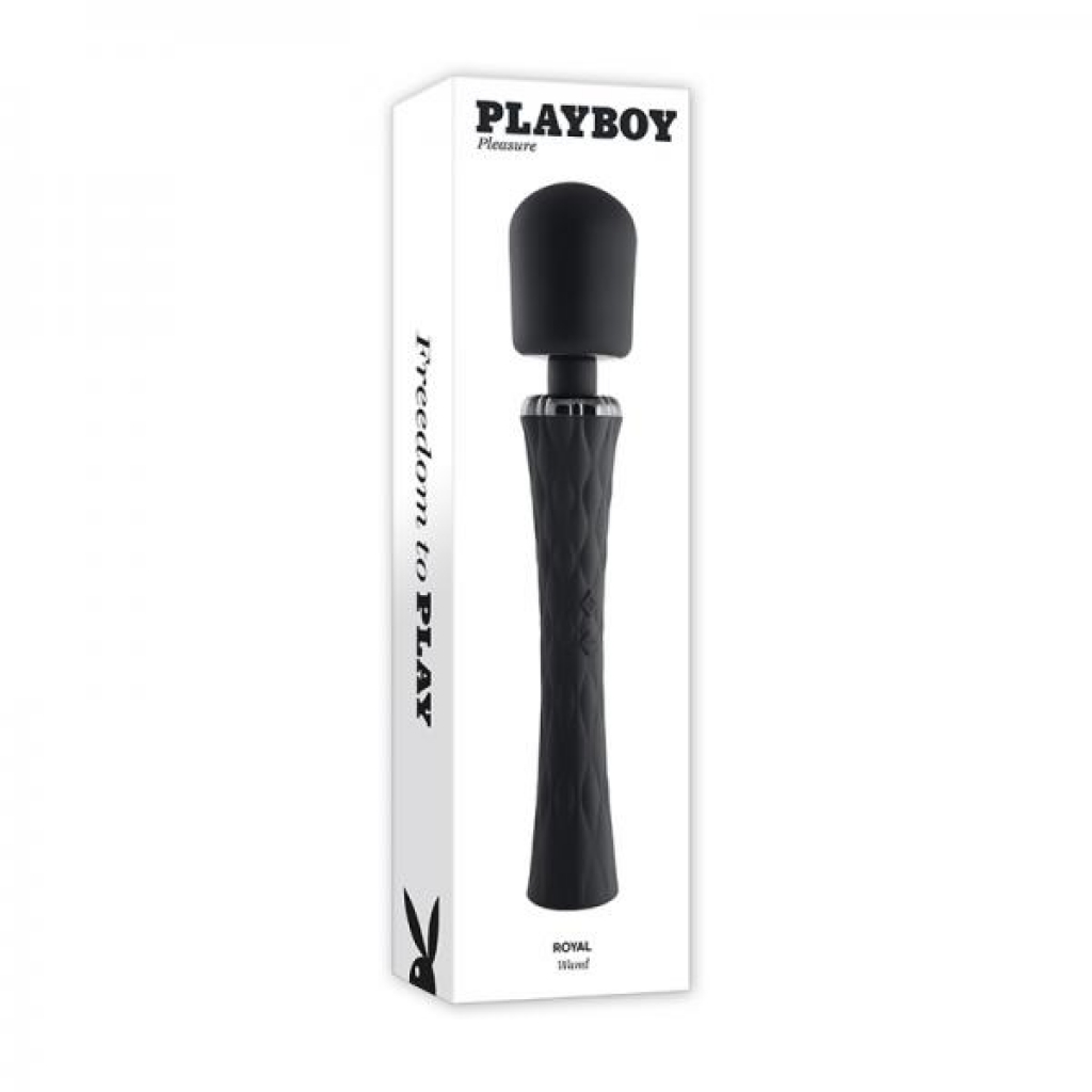 Playboy Royal Rechargeable Silicone Wand Vibrator - Black