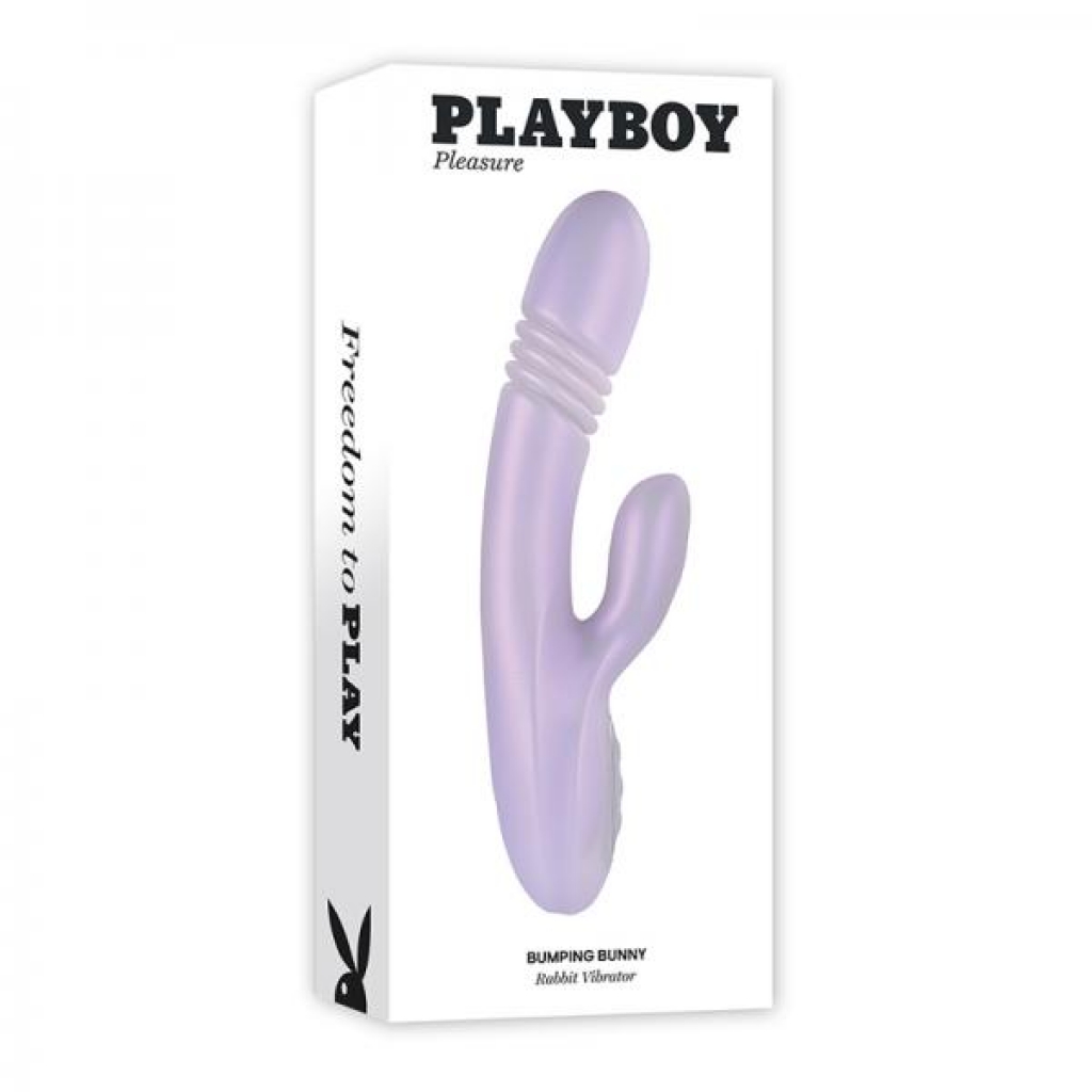 Playboy Bumping Bunny Rechargeable Thrusting Silicone Vibrator - Opal