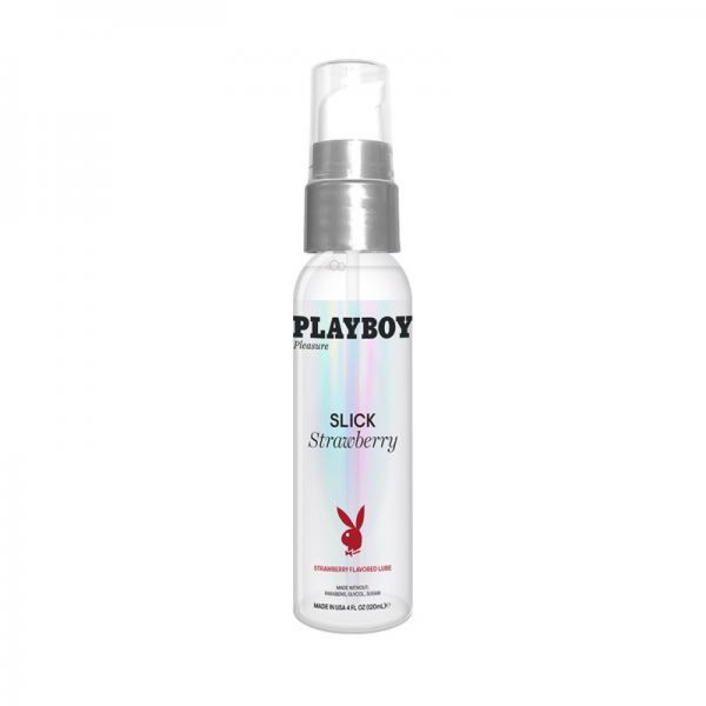 Playboy Slick Flavored Water-based Lubricant Strawberry 4 Oz. - Evolved Novelties